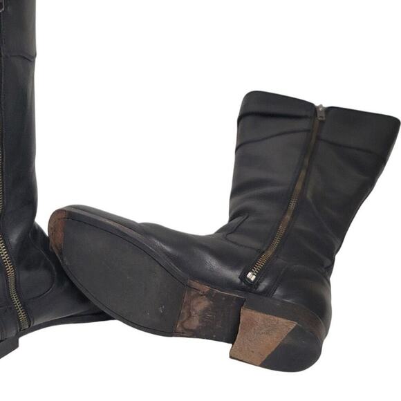 Frye Molly Button Dark Brown Real Leather Knee High Tall Zip Up Riding Boot - Picture 7 of 9